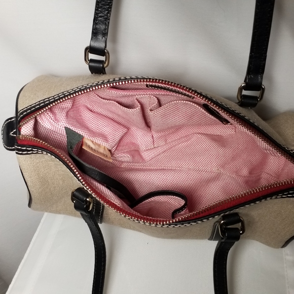 Dooney and Burke tan & black canvas shoulder bag - Picture 4 of 8